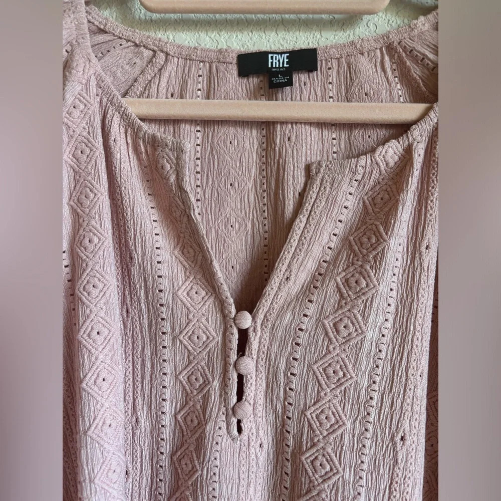 Frye Womens Textured Blousson Sleeve Boho Peasant Blouse - Picture 10 of 10